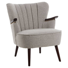 Load image into Gallery viewer, Gray armchair with wooden legs on a white background
