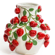 Load image into Gallery viewer, Hand Painted Ceramic Strawberry Vine Vase
