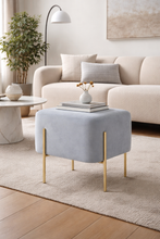 Load image into Gallery viewer, Hayes Square Grey Velvet Stool
