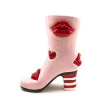 Load image into Gallery viewer, Hearts &amp; Lips Heeled-Boot Ceramic Vase
