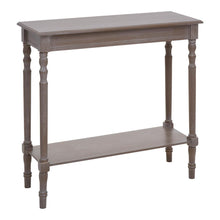 Load image into Gallery viewer, Wooden console table with a single shelf on a white background
