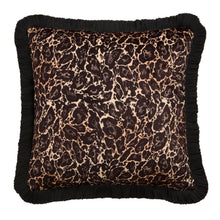 Load image into Gallery viewer, Leopard print pillow with black trim on a white background
