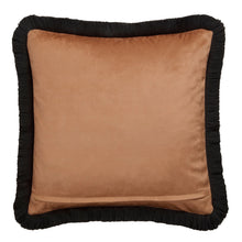 Load image into Gallery viewer, Brown pillow with black fringes on a white background
