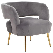 Load image into Gallery viewer, Larrisa Grey Velvet Chair With Padded Seat And Gold Metal Legs
