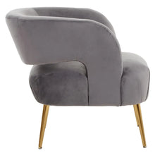 Load image into Gallery viewer, Larrisa Grey Velvet Chair With Padded Seat And Gold Metal Legs
