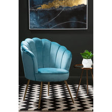 Load image into Gallery viewer, Ovala Aqua Velvet Scalloped Chair
