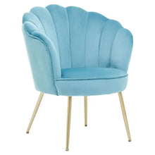 Load image into Gallery viewer, Ovala Aqua Velvet Scalloped Chair

