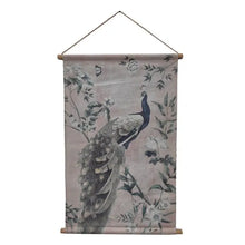 Load image into Gallery viewer, Peacock Dusky Pink Floral Wall Hanging Canvas Print
