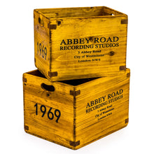 Load image into Gallery viewer, Set of 2 Antiqued Wooden Lp Record Storage Boxes
