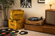 Load image into Gallery viewer, Set of 2 Antiqued Wooden Lp Record Storage Boxes
