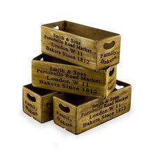 Load image into Gallery viewer, Set of 4 Antiqued "Portobello Road Market" Wooden Boxes
