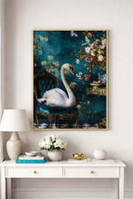 Load image into Gallery viewer, Stately Swan Framed Velvet Canvas Art
