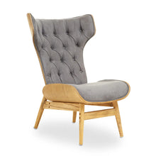 Load image into Gallery viewer, Vinsi Dark Grey Velvet Chair with Winged Back
