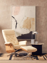 Load image into Gallery viewer, Warrington Ivory Leather Effect Recliner And Footstool
