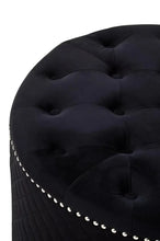 Load image into Gallery viewer, Zamora Round Black Velvet Ottoman
