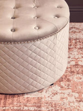Load image into Gallery viewer, Zamora Round Grey Velvet Ottoman
