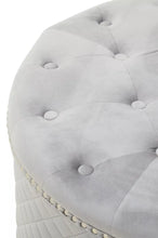 Load image into Gallery viewer, Zamora Round Grey Velvet Ottoman
