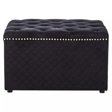 Load image into Gallery viewer, Zamora Square Black Velvet Ottoman
