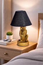 Load image into Gallery viewer, Antique Gold Monkey Lamp With Black Shade
