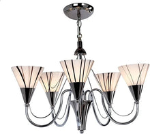 Load image into Gallery viewer, 5 Light Black Nickel and Cream Chandelier
