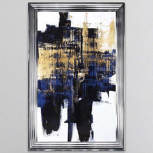 Load image into Gallery viewer, Dynamic Gold On Blue Framed Wall Art
