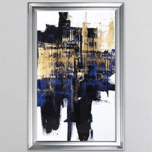 Load image into Gallery viewer, Dynamic Gold On Blue Framed Wall Art

