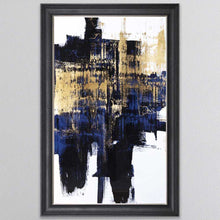 Load image into Gallery viewer, Dynamic Gold On Blue Framed Wall Art
