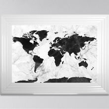 Load image into Gallery viewer, Black And White Marble Map Framed Art Work

