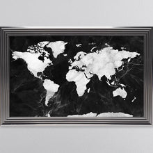 Load image into Gallery viewer, Black And White Marble Map Framed Wall Art
