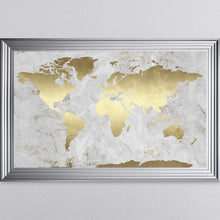 Load image into Gallery viewer, Grey And Gold Marble Map Framed Wall Art 114*74cm
