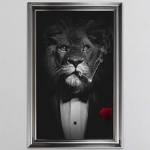 Load image into Gallery viewer, Black And White Lion Framed Wall Art
