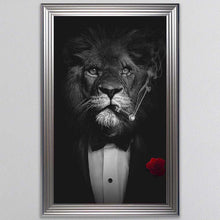 Load image into Gallery viewer, Black And White Lion Framed Wall Art
