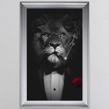 Load image into Gallery viewer, Black And White Lion Framed Wall Art

