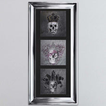 Load image into Gallery viewer, King,Queen And Jester Skull Triptych Card Framed Wall Art
