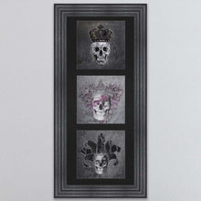 Load image into Gallery viewer, King,Queen And Jester Skull Triptych Card Framed Wall Art
