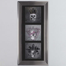 Load image into Gallery viewer, King,Queen And Jester Skull Triptych Card Framed Wall Art
