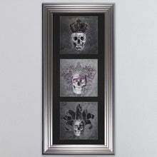 Load image into Gallery viewer, King,Queen And Jester Skull Triptych Card Framed Wall Art

