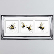 Load image into Gallery viewer, Three Bees Triptych Framed Wall Art
