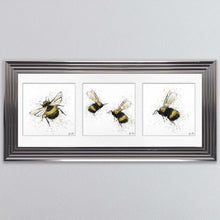 Load image into Gallery viewer, Three Bees Triptych Framed Wall Art
