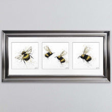 Load image into Gallery viewer, Three Bees Triptych Framed Wall Art
