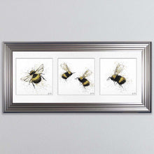 Load image into Gallery viewer, Three Bees Triptych Framed Wall Art
