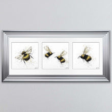 Load image into Gallery viewer, Three Bees Triptych Framed Wall Art
