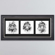Load image into Gallery viewer, Three Wise Monkeys Triptych Framed Wall Art

