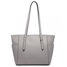Load image into Gallery viewer, FAUX LEATHER ADJUSTABLE HANDLE TOTE BAG LIGHT GREY
