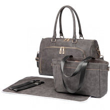 Load image into Gallery viewer, LEATHER LOOK MATERNITY CHANGING SHOULDER BAG GREY
