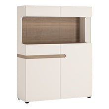Load image into Gallery viewer, Chelsea Living Low Display Cabinet 109 cm wide in white with an Truffle Oak Trim
