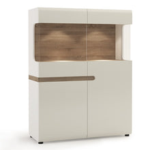 Load image into Gallery viewer, Chelsea Living Low Display Cabinet 109 cm wide in white with an Truffle Oak Trim
