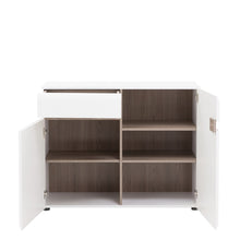 Load image into Gallery viewer, Chelsea Living 1 drawer 2 door sideboard in white with an Truffle Oak Trim
