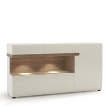 Load image into Gallery viewer, Chelsea Living 3 Door Glazed Sideboard in white with an Truffle Oak Trim
