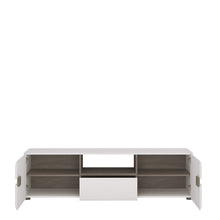 Load image into Gallery viewer, Chelsea Living Wide TV Unit in white with an Truffle Oak Trim
